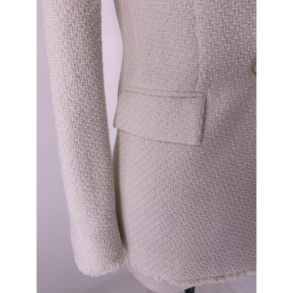 NWT Mango Ivory Double-Breasted Tweed Blazer Pearl Gold Buttons XS - Picture 7 of 16